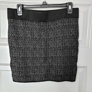 Modern Print Bodycon Grey Black Sexy Knit Fabric Mini Skirt